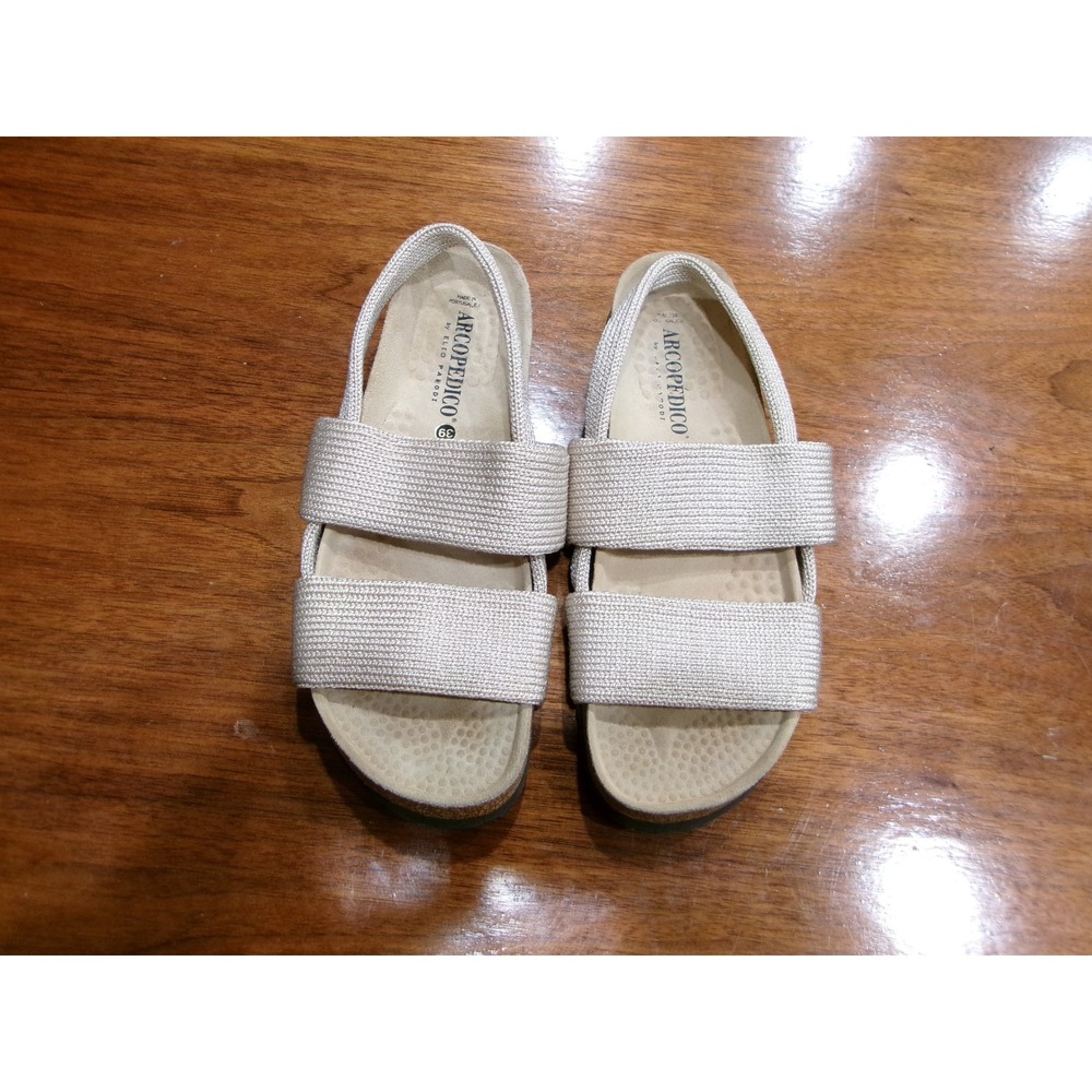 Arcopedico Salina Champagne Knit Slingback Comfort Sandals Womens 39 Beige Cork